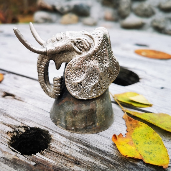Vintage Pewter Elephant Wine Bottle Topper Shot Glass - Picture 11 of 14